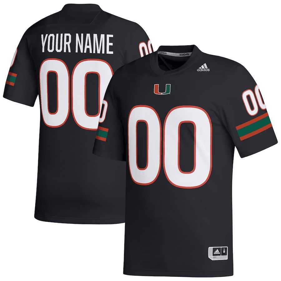 Mens Miami Hurricanes Customized Black Stitched Football Jersey->customized ncaa jersey->Custom Jersey